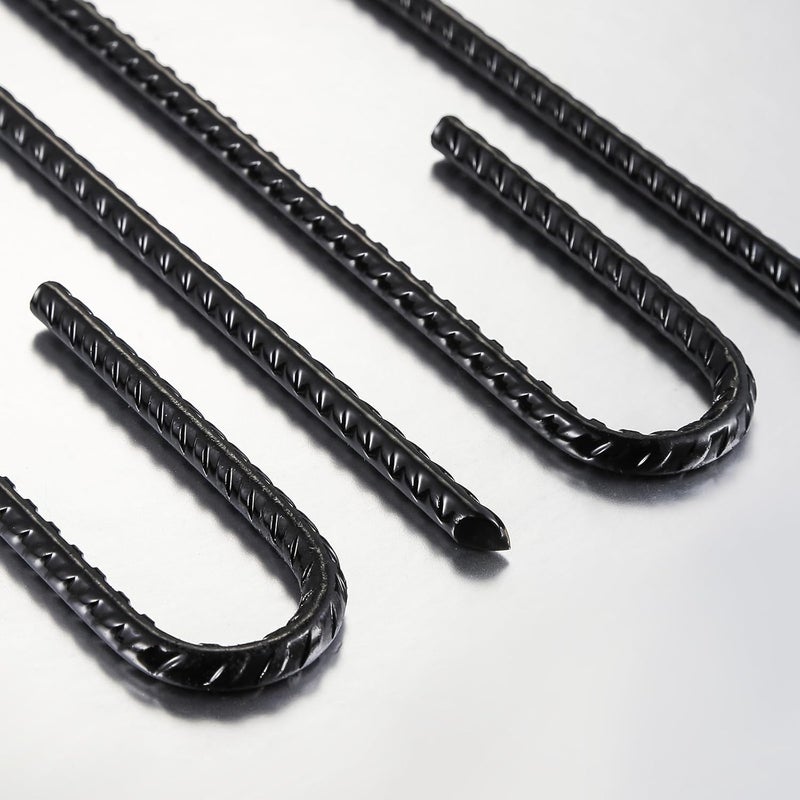 Wensilon Rebar U/J Hook Extra Heavy Duty, 12 inch x 1/4 inch Rust Proof Coated Steel Ground Anchors for Garden, Tent, Trampoline (50pcs, J-Hook) - Image 3